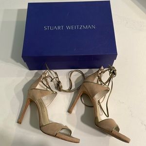 Stuart Weitzman Skydive Cashew Suede Sandals